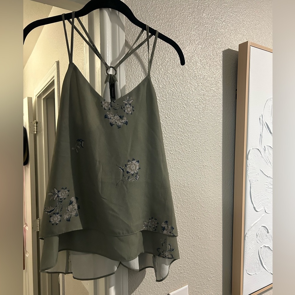 Sage green flowy tank top